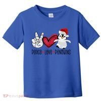 Christmas Peace Love Penguins Cute Xmas Santa Penguin Great Gift Toddler T-Shirt thumb 0