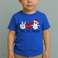 Christmas Peace Love Penguins Cute Xmas Santa Penguin Great Gift Toddler T-Shirt thumb 2