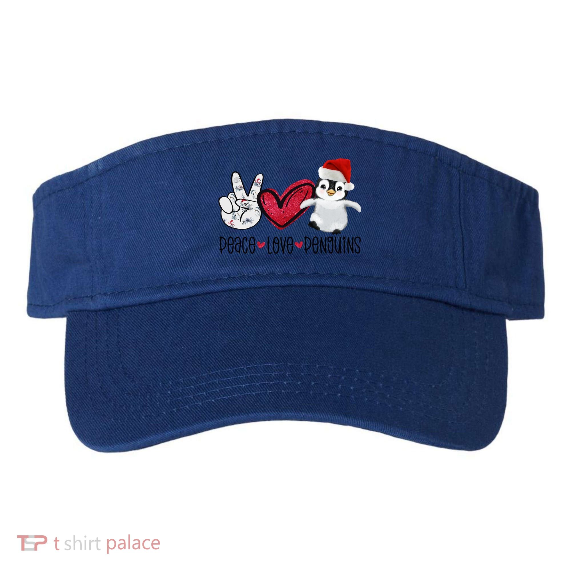 Christmas Peace Love Penguins Cute Xmas Santa Penguin Great Gift Visor