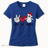 Christmas Peace Love Penguins Cute Xmas Santa Penguin Great Gift Women's T-Shirt thumb 0
