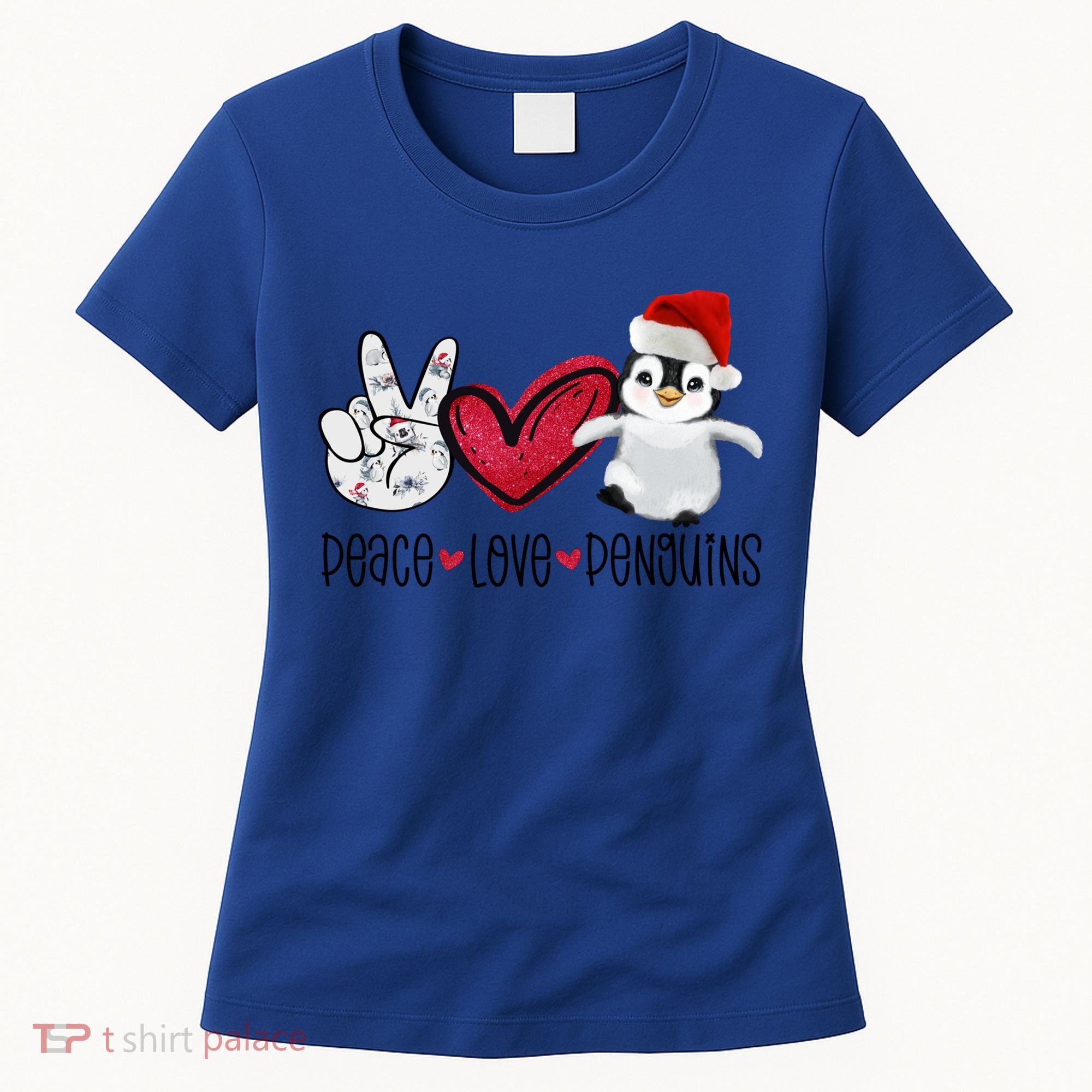 Christmas Peace Love Penguins Cute Xmas Santa Penguin Great Gift Women's T-Shirt