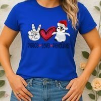 Christmas Peace Love Penguins Cute Xmas Santa Penguin Great Gift Women's T-Shirt thumb 2