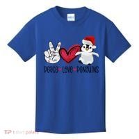 Christmas Peace Love Penguins Cute Xmas Santa Penguin Great Gift Kids T-Shirt thumb 0