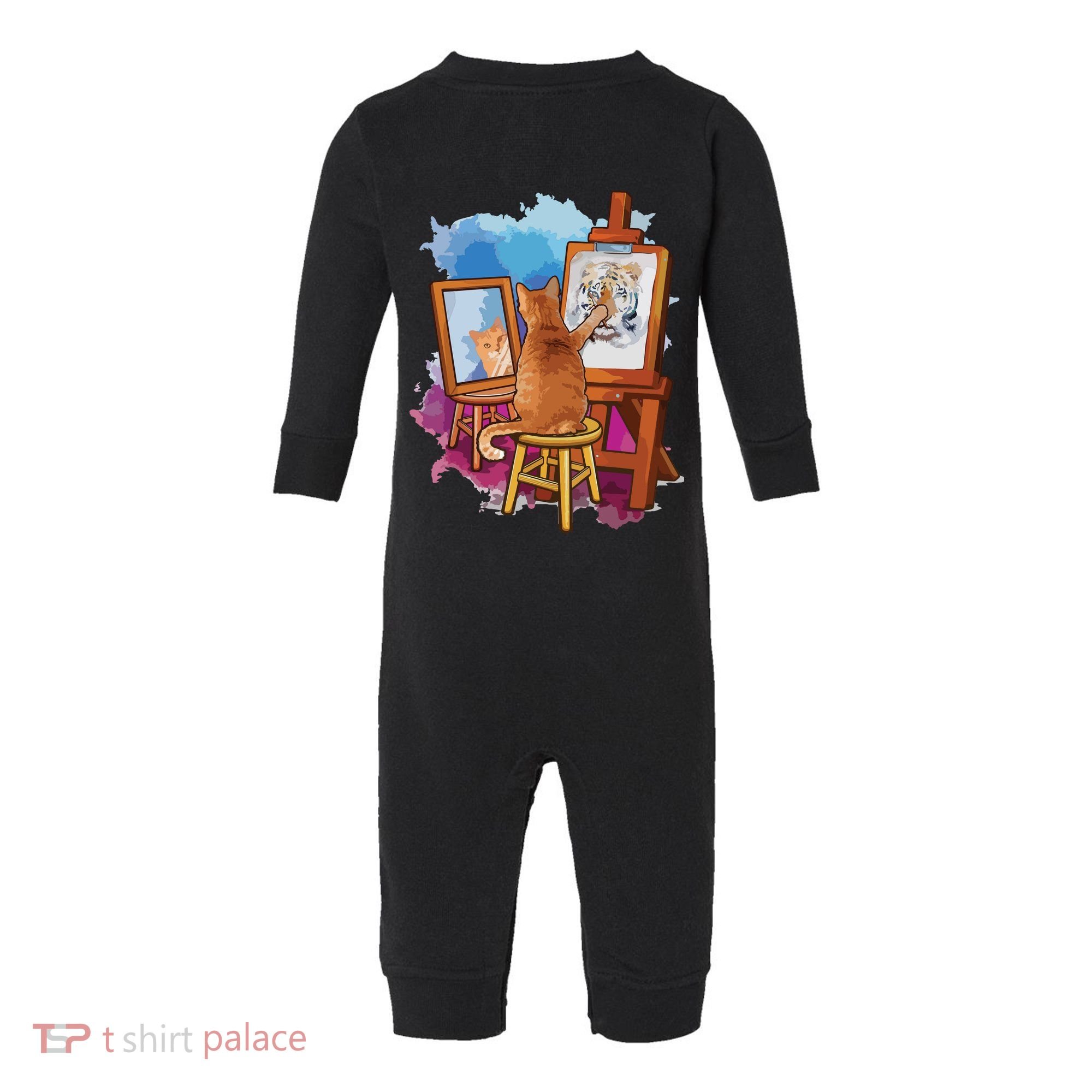 Cat Painting Lion Artistic Animals Lover Graphic Novelty Infant Fleece One Piece