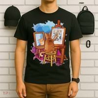 Cat Painting Lion Artistic Animals Lover Graphic Novelty T-Shirt thumb 6
