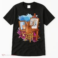 Cat Painting Lion Artistic Animals Lover Graphic Novelty Tall T-Shirt thumb 0
