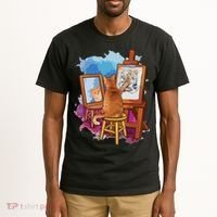 Cat Painting Lion Artistic Animals Lover Graphic Novelty Tall T-Shirt thumb 2