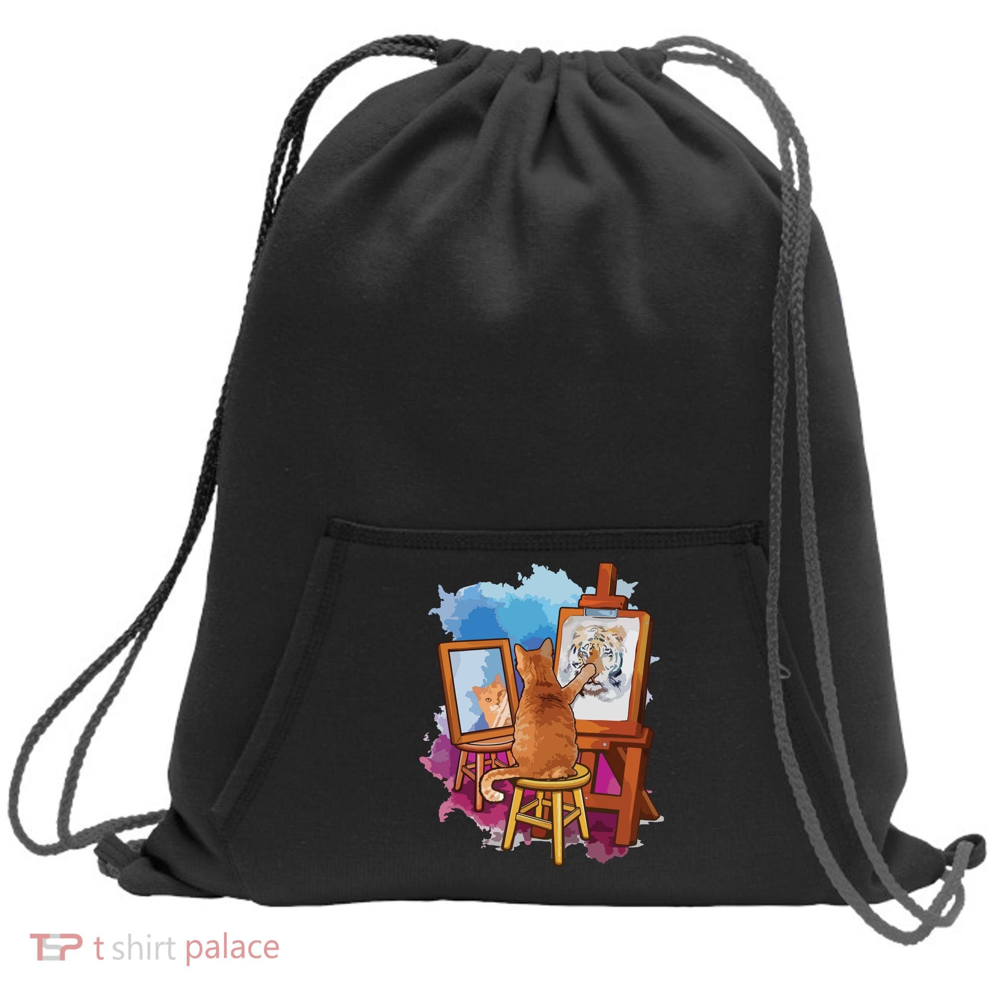 Cat Painting Lion Artistic Animals Lover Graphic Novelty Sweatshirt Cinch Pack Bag