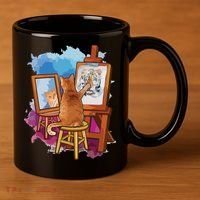 Cat Painting Lion Artistic Animals Lover Graphic Novelty 11oz C Handle Ceramic Mug thumb 3