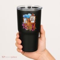 Cat Painting Lion Artistic Animals Lover Graphic Novelty Tumbler thumb 2