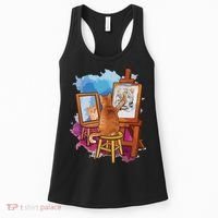 Cat Painting Lion Artistic Animals Lover Graphic Novelty Women's Tank Top thumb 0