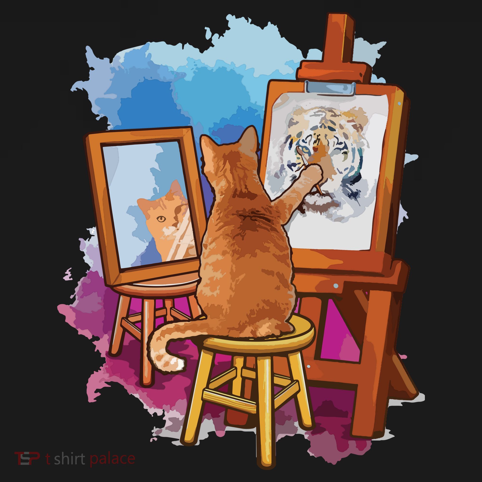 Cat Painting Lion Artistic Animals Lover Graphic Novelty Women's Tank Top