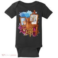 Cat Painting Lion Artistic Animals Lover Graphic Novelty Baby Bodysuit thumb 0