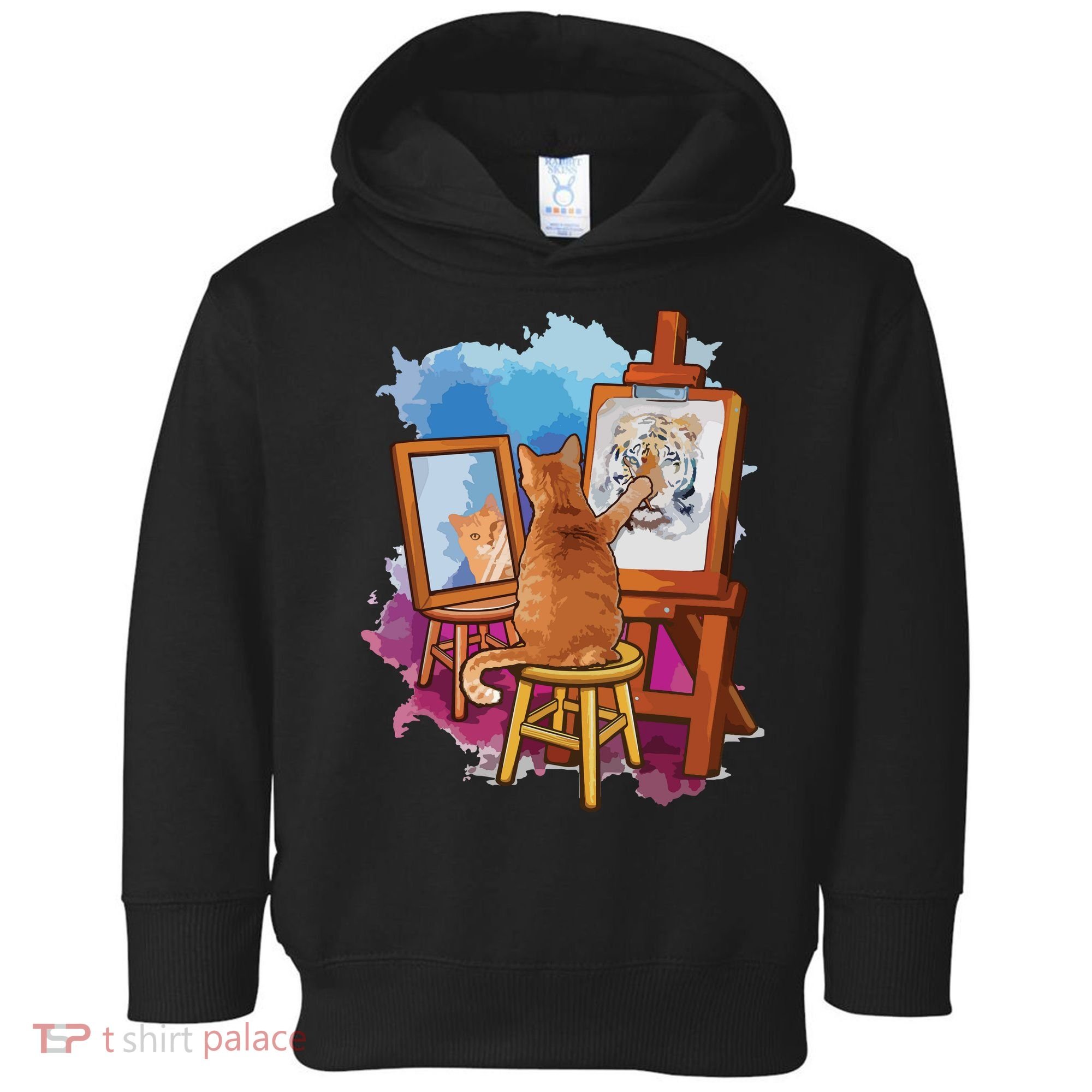 Cat Painting Lion Artistic Animals Lover Graphic Novelty Toddler Hoodie