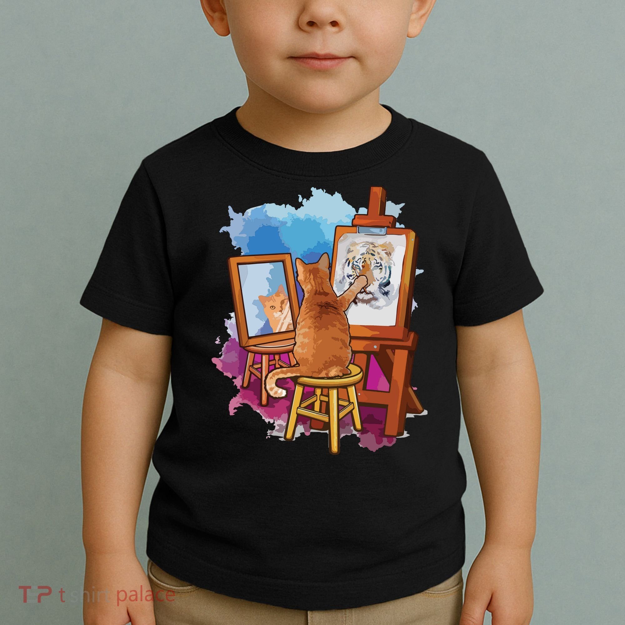 Cat Painting Lion Artistic Animals Lover Graphic Novelty Toddler T-Shirt