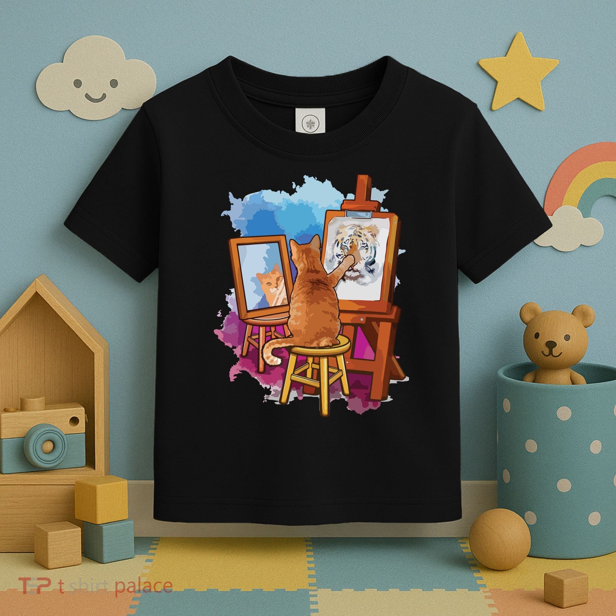 Cat Painting Lion Artistic Animals Lover Graphic Novelty Toddler T-Shirt