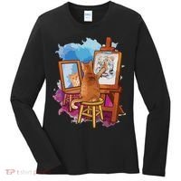 Cat Painting Lion Artistic Animals Lover Graphic Novelty Women's Long Sleeve Shirt thumb 0