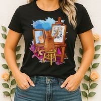 Cat Painting Lion Artistic Animals Lover Graphic Novelty Women's T-Shirt thumb 2