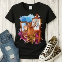Cat Painting Lion Artistic Animals Lover Graphic Novelty Women's T-Shirt thumb 3