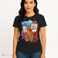 Cat Painting Lion Artistic Animals Lover Graphic Novelty Women's T-Shirt thumb 4
