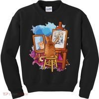 Cat Painting Lion Artistic Animals Lover Graphic Novelty Kids Sweatshirt thumb 0