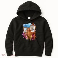 Cat Painting Lion Artistic Animals Lover Graphic Novelty Kids Hoodie thumb 0