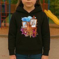 Cat Painting Lion Artistic Animals Lover Graphic Novelty Kids Hoodie thumb 3