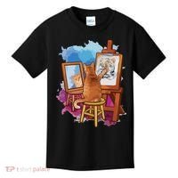 Cat Painting Lion Artistic Animals Lover Graphic Novelty Kids T-Shirt thumb 0