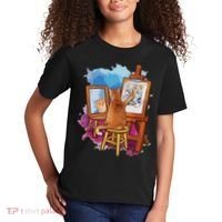Cat Painting Lion Artistic Animals Lover Graphic Novelty Kids T-Shirt thumb 2