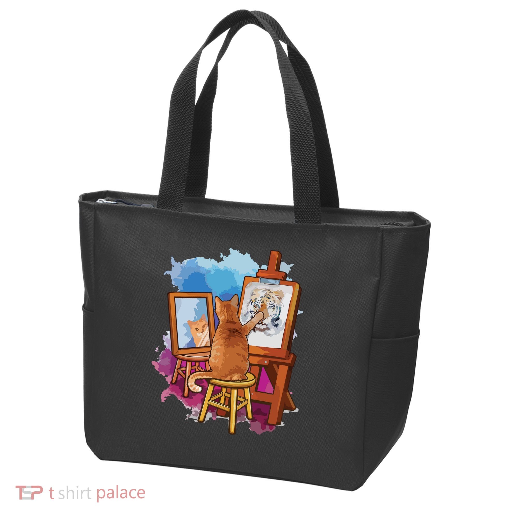 Cat Painting Lion Artistic Animals Lover Graphic Novelty Tote Bag