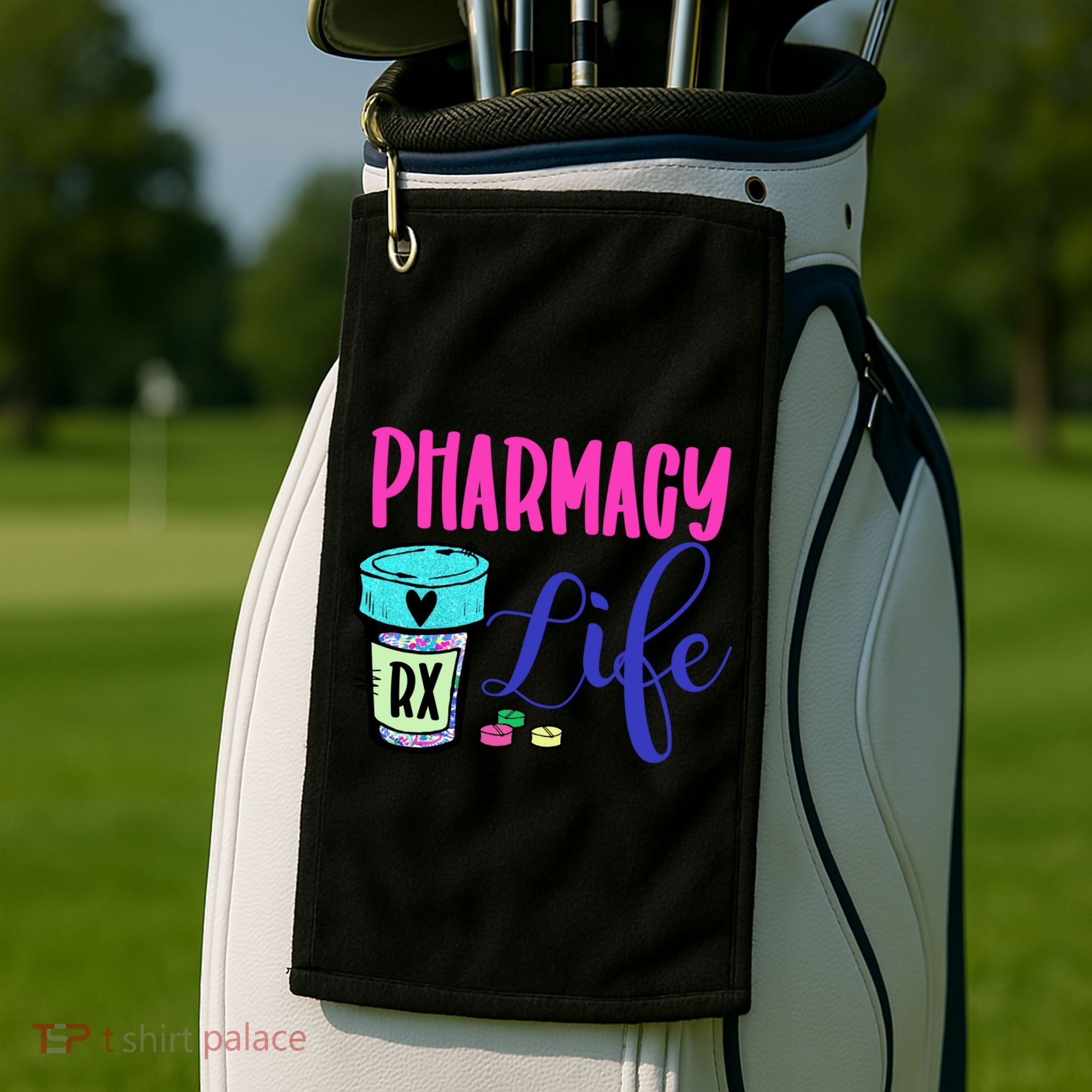 Cute Pharmacy Life Medication Pill Pharmacist Pharmacy Tech Gift Golf Towel