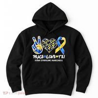 Cool Peace Love T21 Down Syndrome Awareness Support Hoodie thumb 0