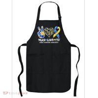 Cool Peace Love T21 Down Syndrome Awareness Support Apron thumb 0