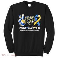 Cool Peace Love T21 Down Syndrome Awareness Support Sweatshirt thumb 0