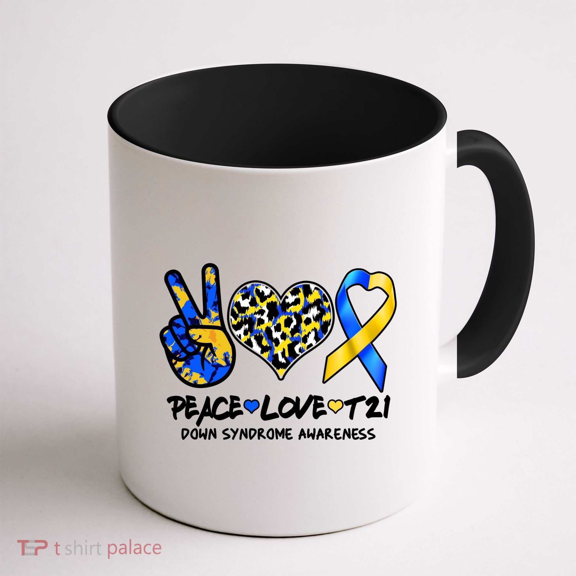 Cool Peace Love T21 Down Syndrome Awareness Support Coffee Mug