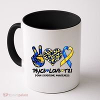 Cool Peace Love T21 Down Syndrome Awareness Support Coffee Mug thumb 0