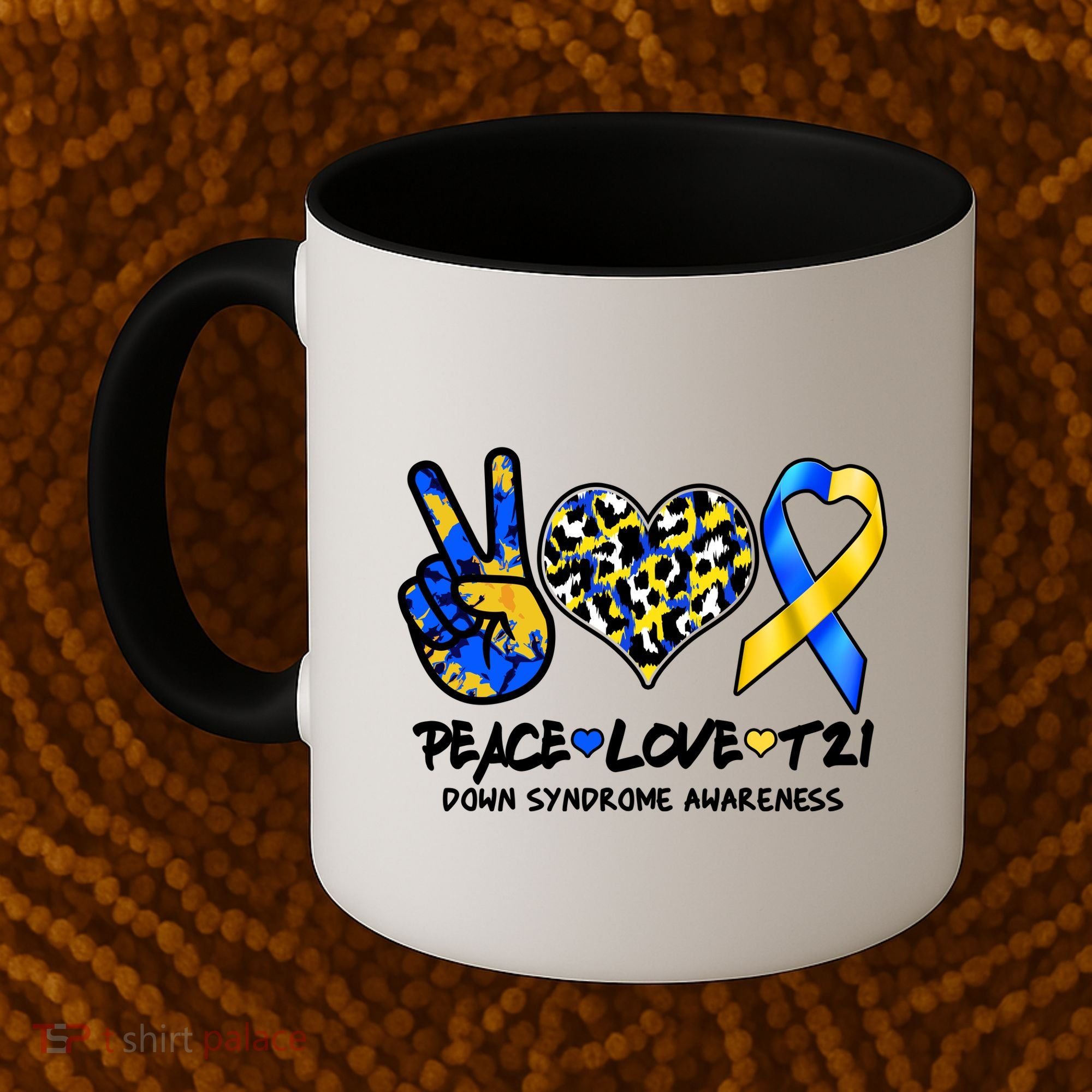 Cool Peace Love T21 Down Syndrome Awareness Support Coffee Mug