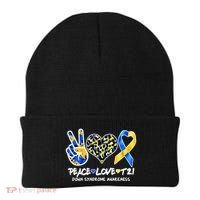 Cool Peace Love T21 Down Syndrome Awareness Support Beanie thumb 0