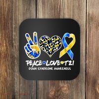 Cool Peace Love T21 Down Syndrome Awareness Support Coaster thumb 0
