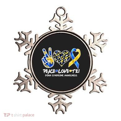 Cool Peace Love T21 Down Syndrome Awareness Support Ornament