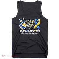 Cool Peace Love T21 Down Syndrome Awareness Support Tank Top thumb 0