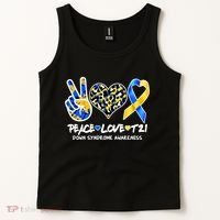 Cool Peace Love T21 Down Syndrome Awareness Support Tank Top thumb 2