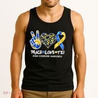 Cool Peace Love T21 Down Syndrome Awareness Support Tank Top thumb 3
