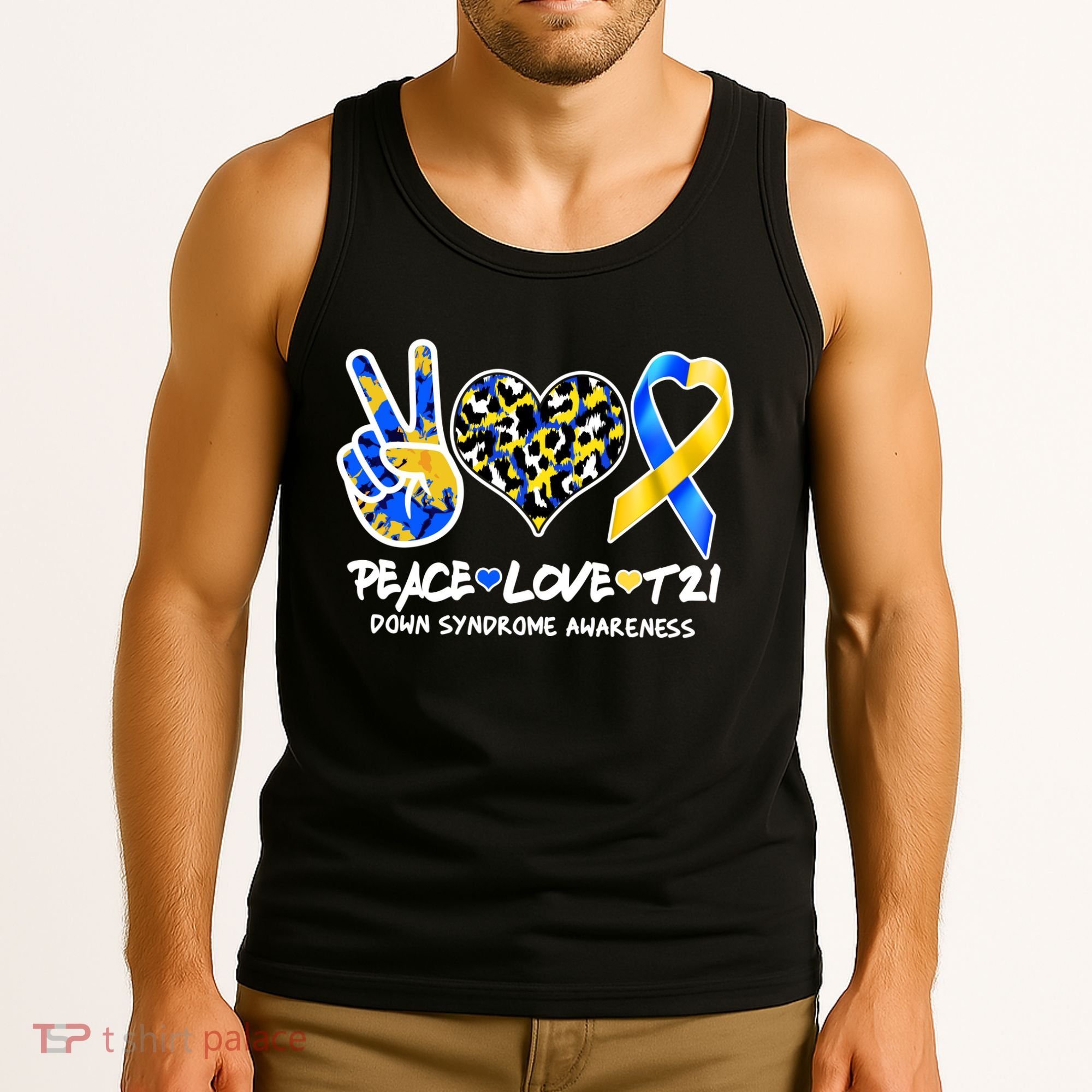 Cool Peace Love T21 Down Syndrome Awareness Support Tank Top