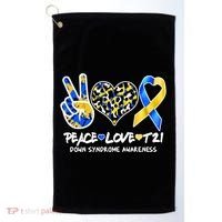 Cool Peace Love T21 Down Syndrome Awareness Support Golf Towel thumb 0