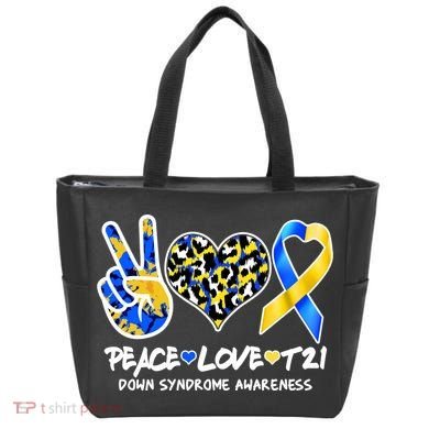 Cool Peace Love T21 Down Syndrome Awareness Support Tote Bag
