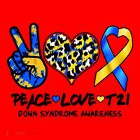 Cool Peace Love T21 Down Syndrome Awareness Support Santa Hat thumb 1