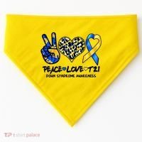 Cool Peace Love T21 Down Syndrome Awareness Support USA-Made Doggie Bandana thumb 0