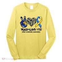Cool Peace Love T21 Down Syndrome Awareness Support Long Sleeve Shirt thumb 0