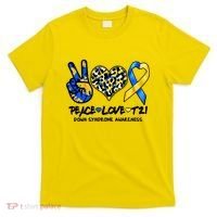 Cool Peace Love T21 Down Syndrome Awareness Support T-Shirt thumb 0